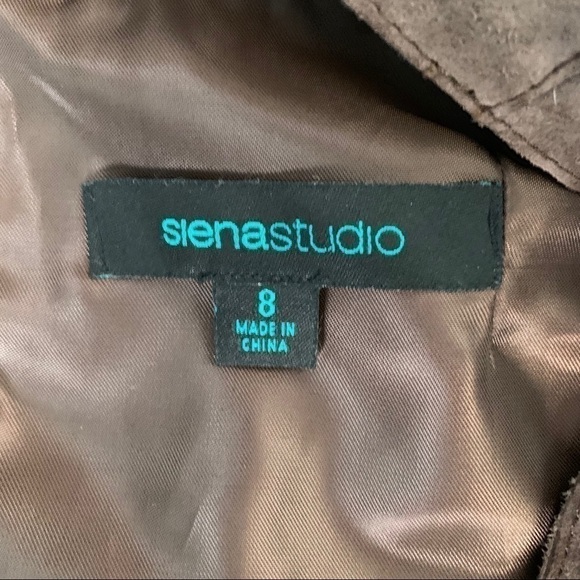 Siena Studio Brown Suede Skirt w/ laser cut Hem - Picture 5 of 7